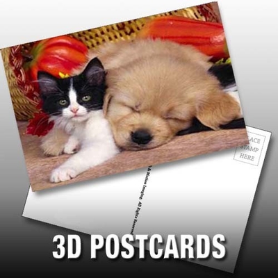 Флип-эффект 3D линзообразная открытка Милые щенки и котят дизайн