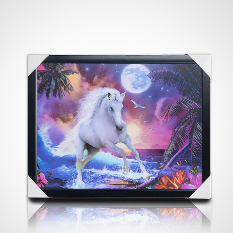 3D линзообразная живопись PET 40*30 см 5D 3D линзообразная картина лошади с черным каркасом